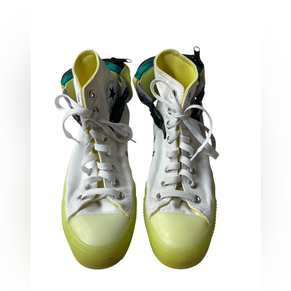 CONVERSE CHUCK TAYLOR BUCKLE UP WHITE YELLOW SNEAKERS 9.5 WOMENS